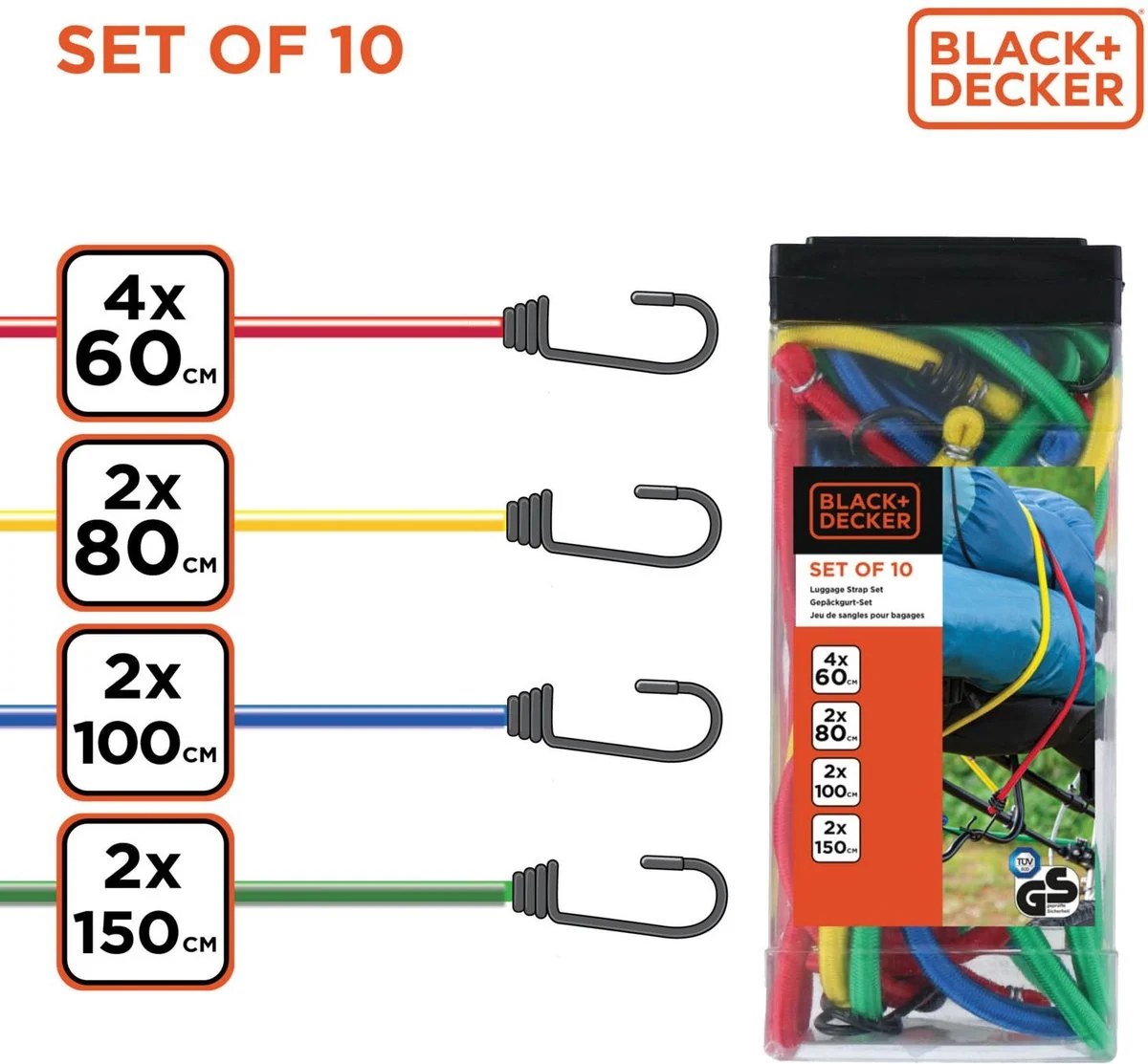 Elastische bagagebinders 10-delig - Black+Decker - Afbeelding 4