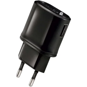 USB-lichtnetadapter met 1 USB poort Zwart van Celly