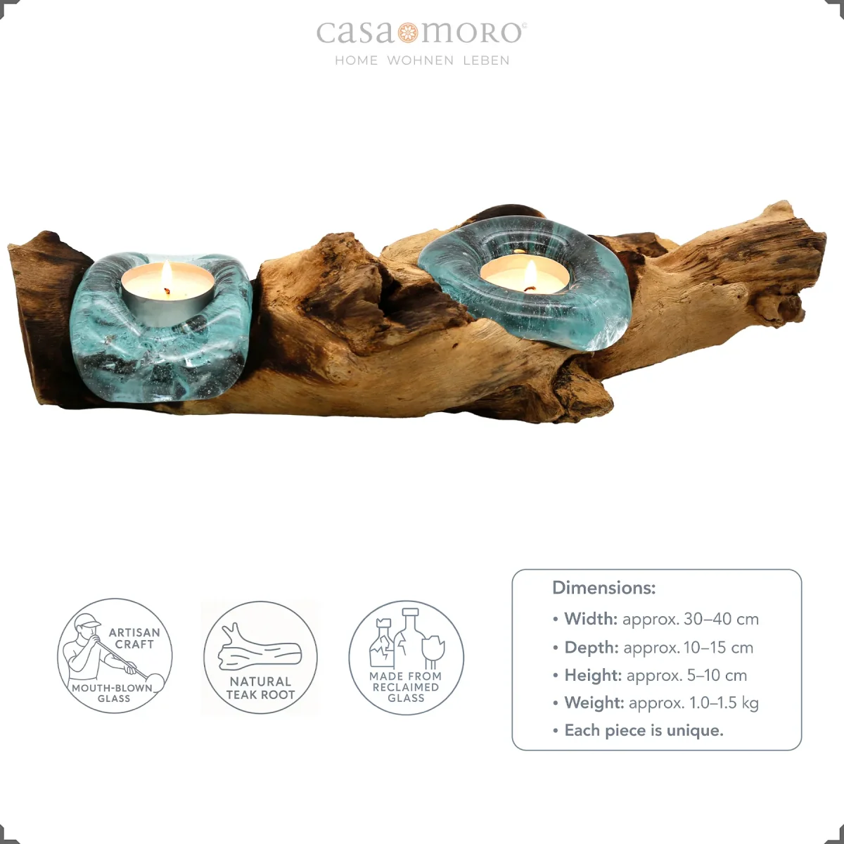 Theelichthouder glas hout – tafeldecoratie - Afbeelding 5